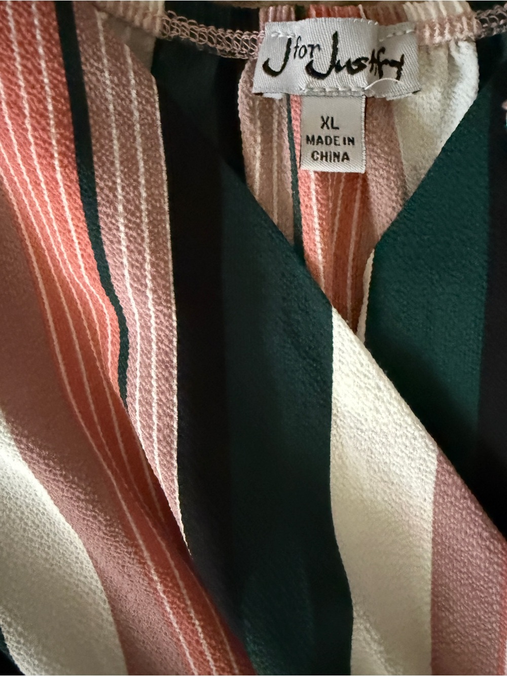 J for Justify Striped V-Neck Wide-Leg Jumpsuit in Pink, Black & White - Picture 3 of 3